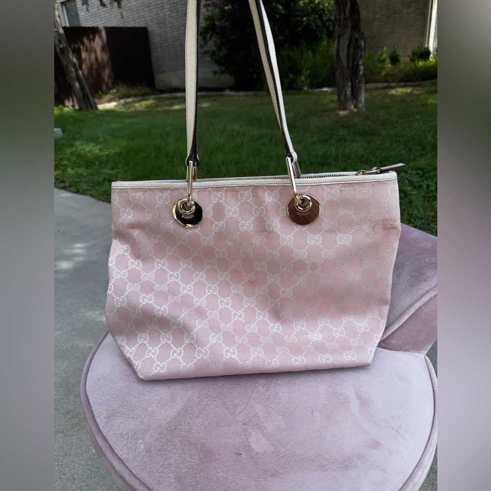 Gucci Pink and Cream Zip Tote